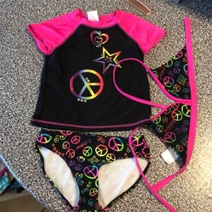 Girls Three Piece Bathing Suit Set